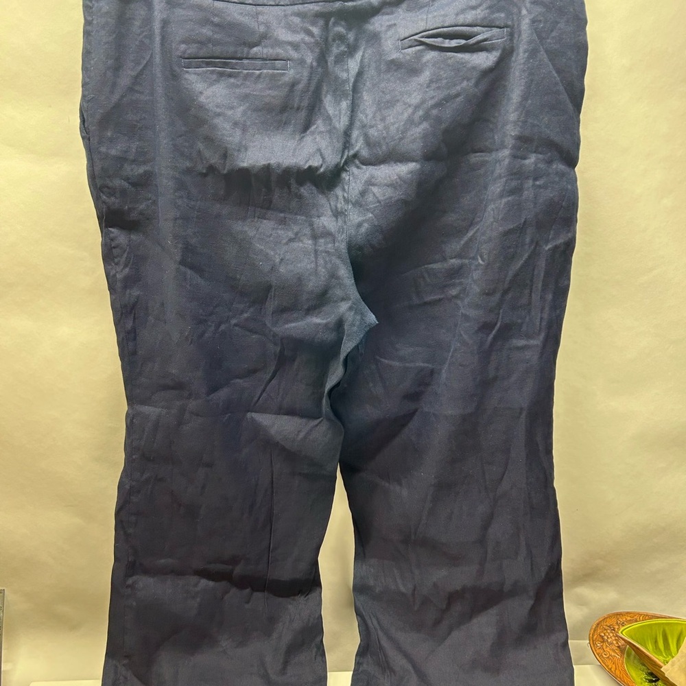 Talbots Navy Blue Linen Wide Leg Pants 20 Women’s Petite - Picture 2 of 8